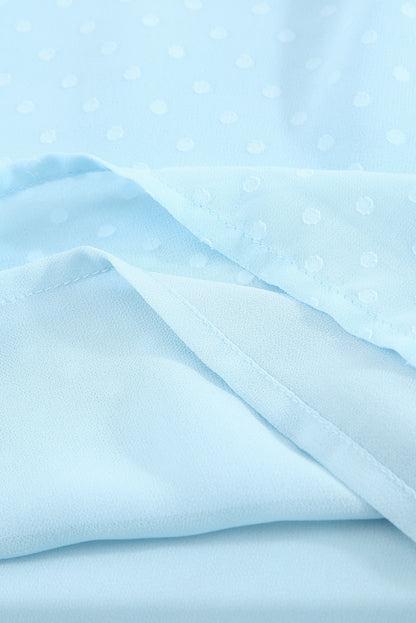 Green Tiered Sleeve Frilled Neck Dotted Top