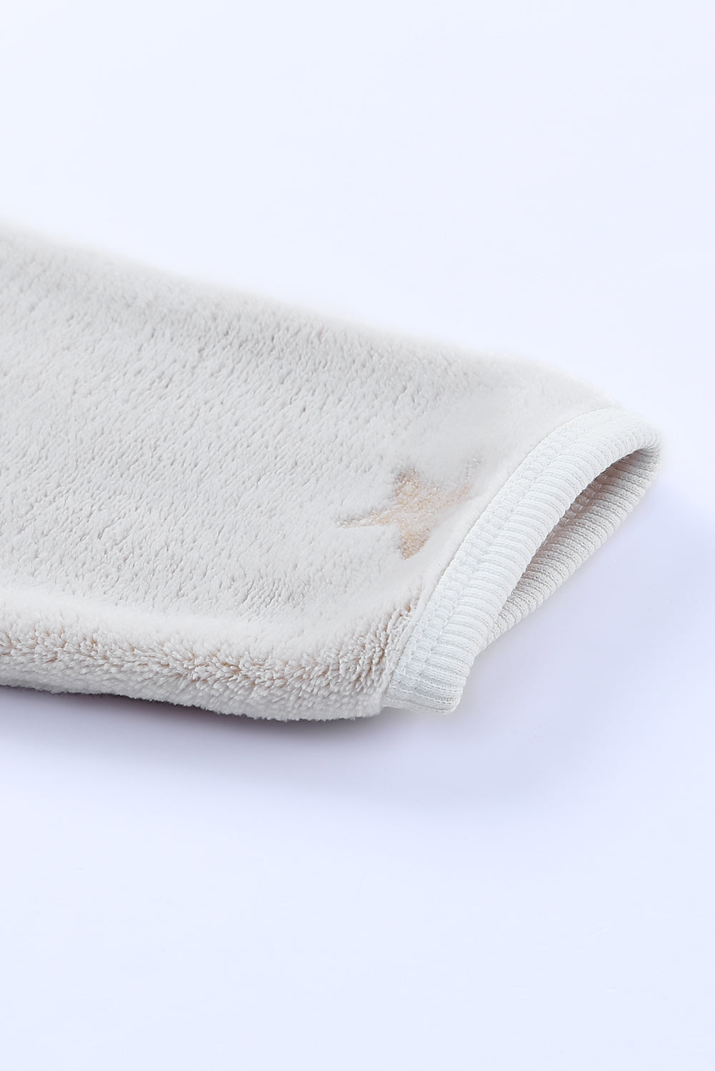 White Plus Size Plush Star Pattern Top and Shorts Set