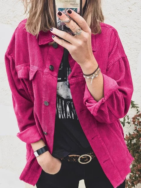 Cardigan long sleeve lapel loose women's clothing