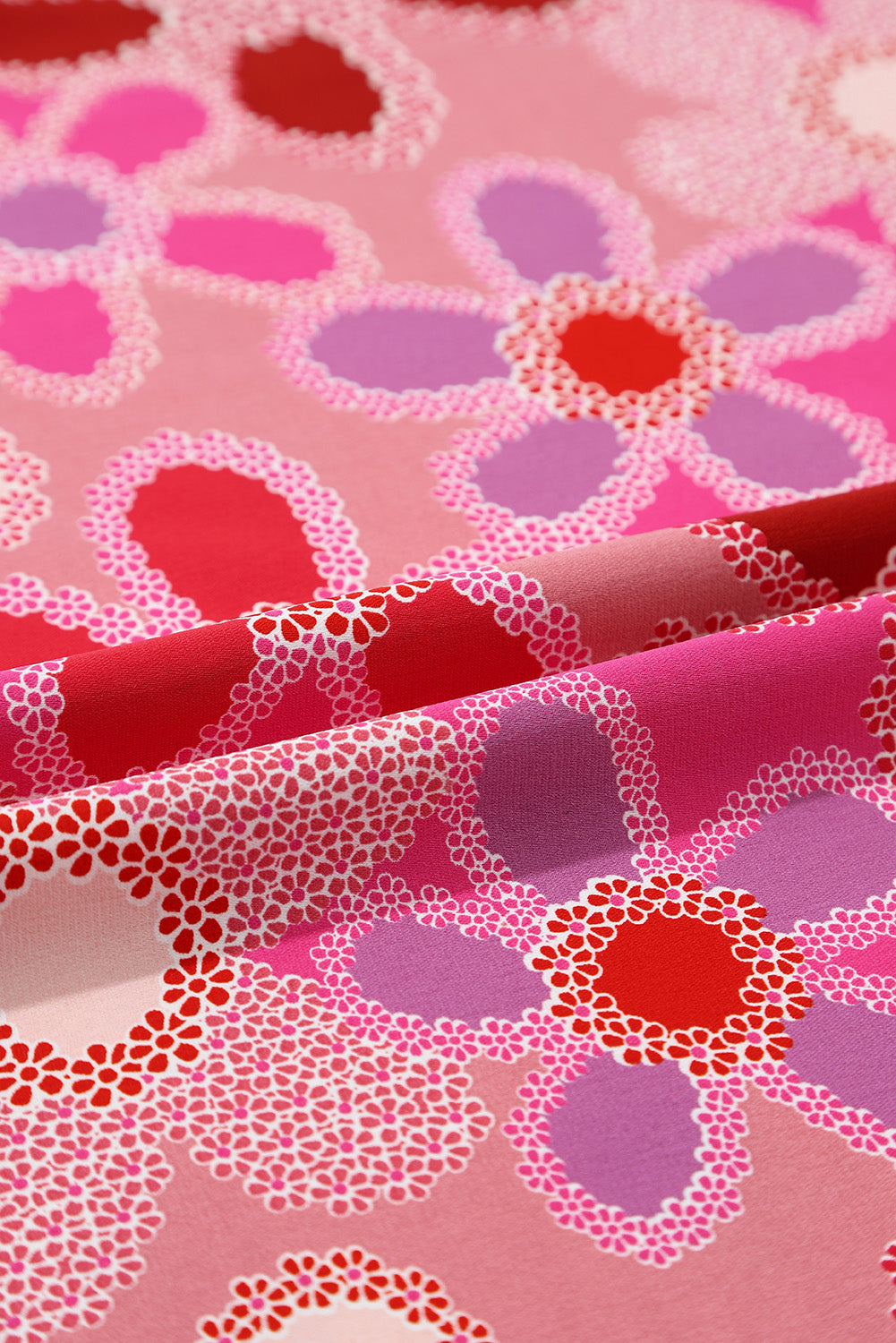 Multicolor Floral Print Smocked Square Neck Ruffles Blouse