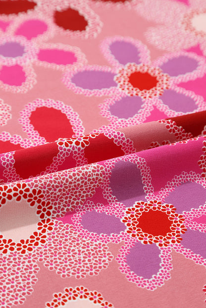 Multicolor Floral Print Smocked Square Neck Ruffles Blouse