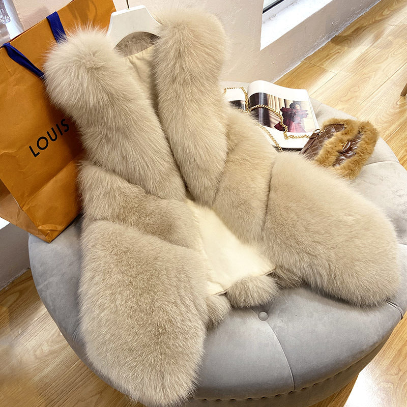 Women's Medium Long Fur Vest Coat