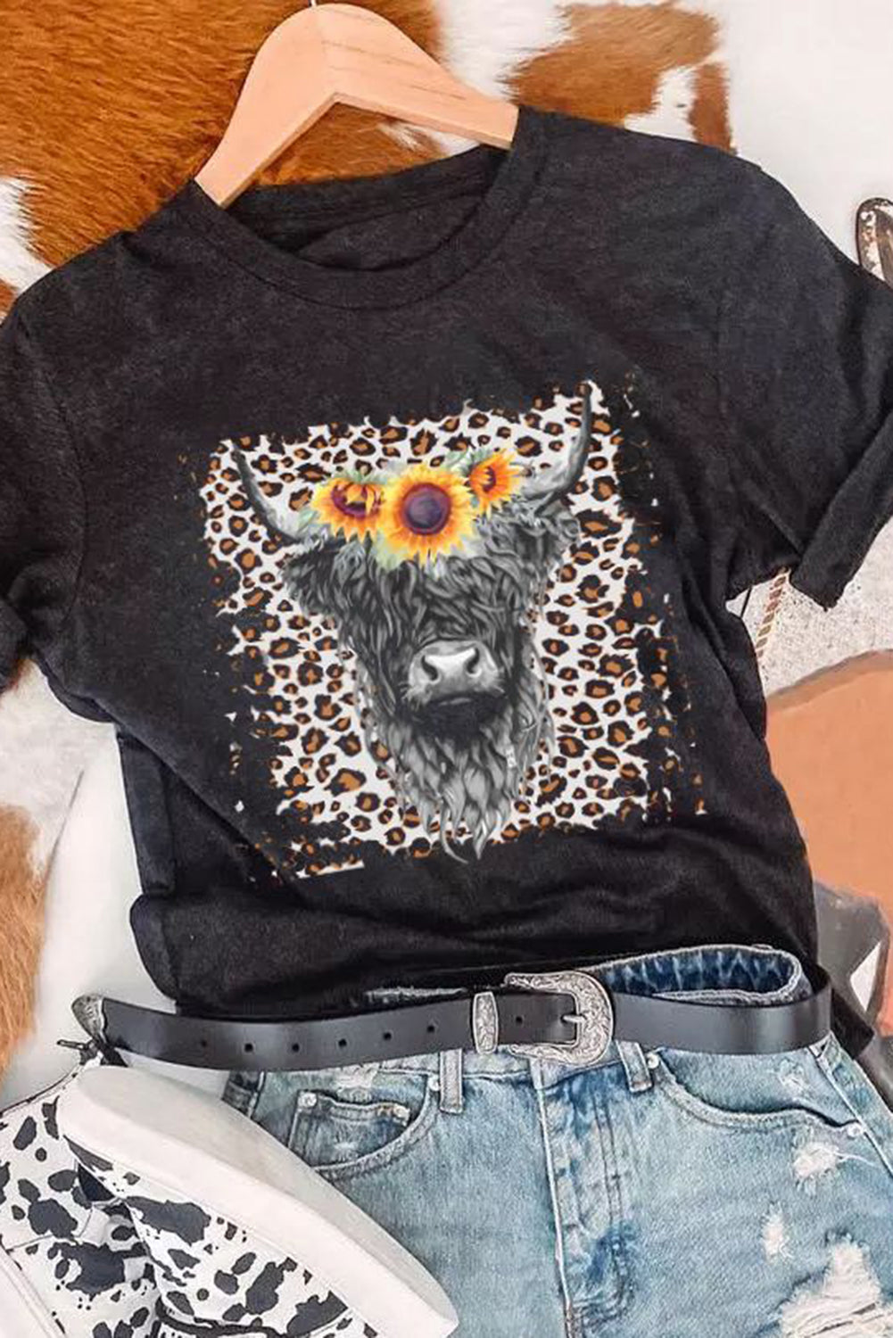 Fashion Print Round Neck Short-sleeved Shirt