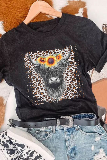 Fashion Print Round Neck Short-sleeved Shirt