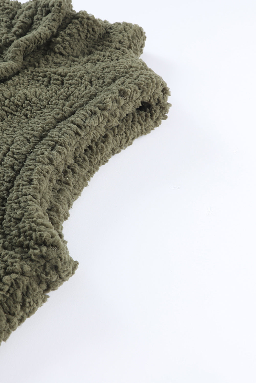 Khaki Plus Size Pocketed Sherpa Vest