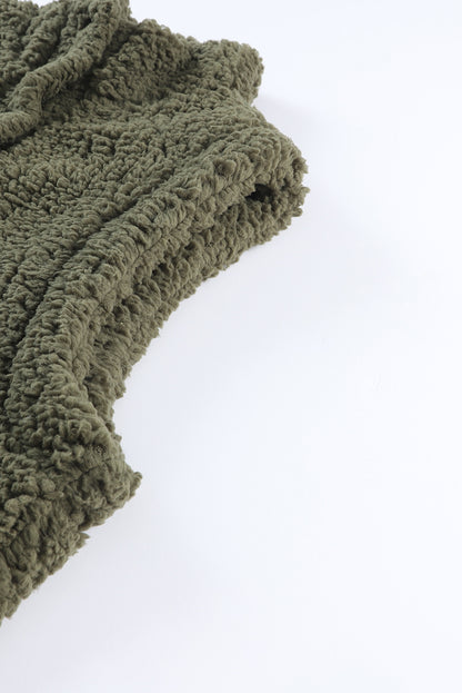 Khaki Plus Size Pocketed Sherpa Vest
