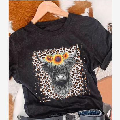 Fashion Print Round Neck Short-sleeved Shirt