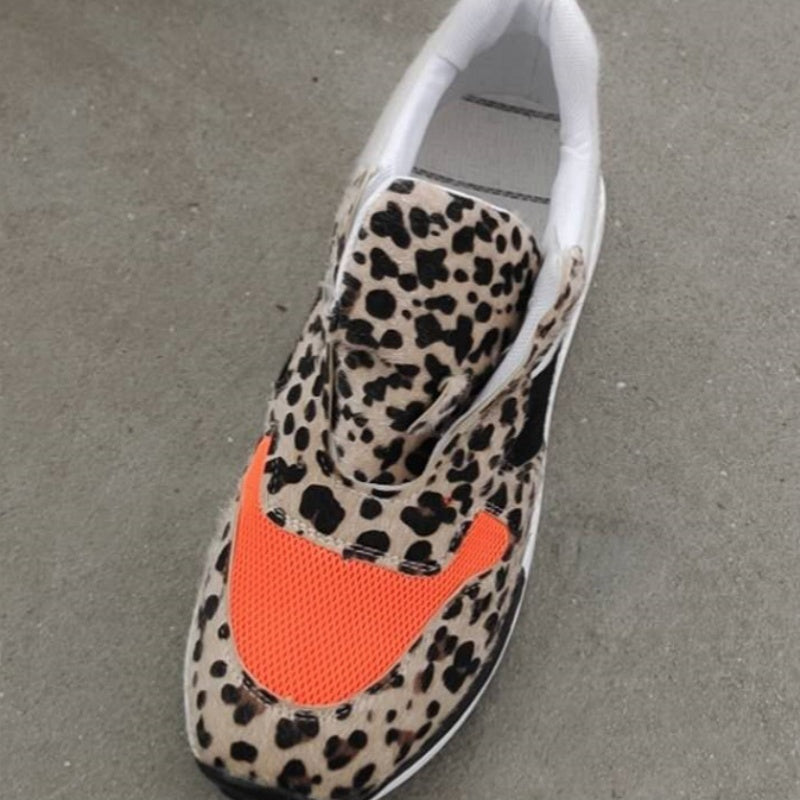 Pumps Female Leopard Print Color Matching Lace Up Casual Sneaker Female