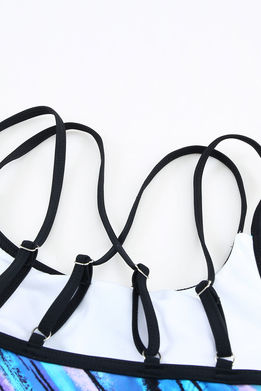 Multicolor Abstract Print Criss Cross Strappy Two-piece Tankini