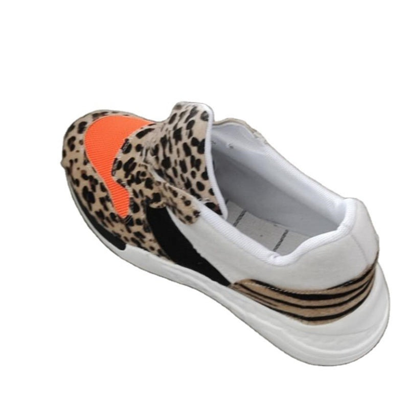 Pumps Female Leopard Print Color Matching Lace Up Casual Sneaker Female