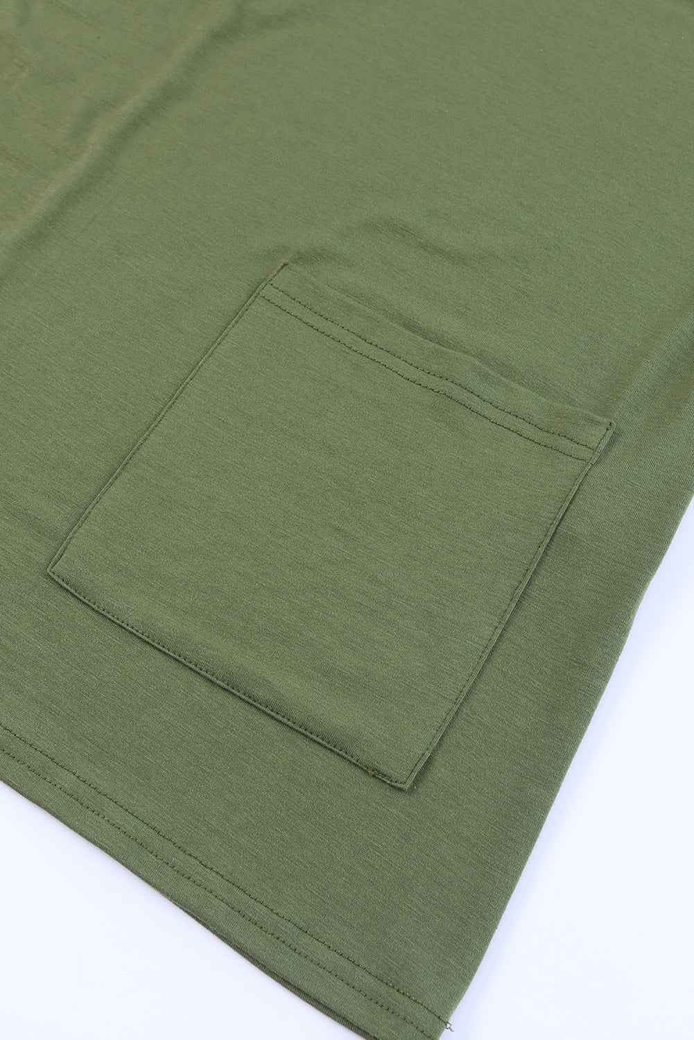 Khaki Side Pockets Short Sleeve Tunic Top