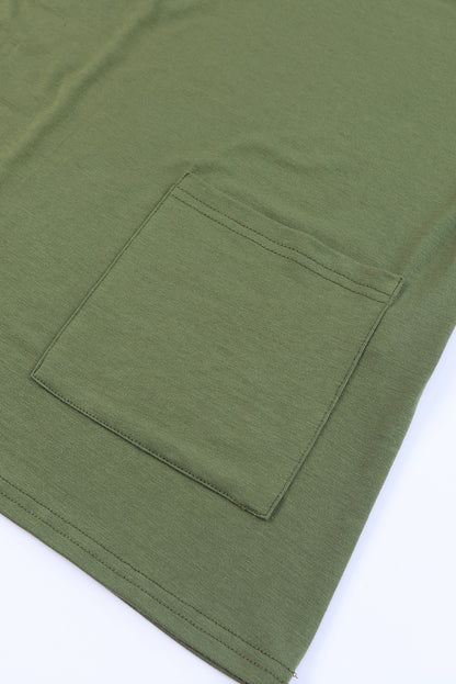 Khaki Side Pockets Short Sleeve Tunic Top