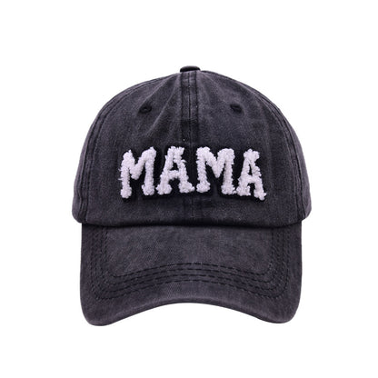 Mama Paste Cloth Embroidery Baseball Hat European And American Mother's Day Hot Sale Worn Looking Washed-out Solid Color Peaked Hat Women