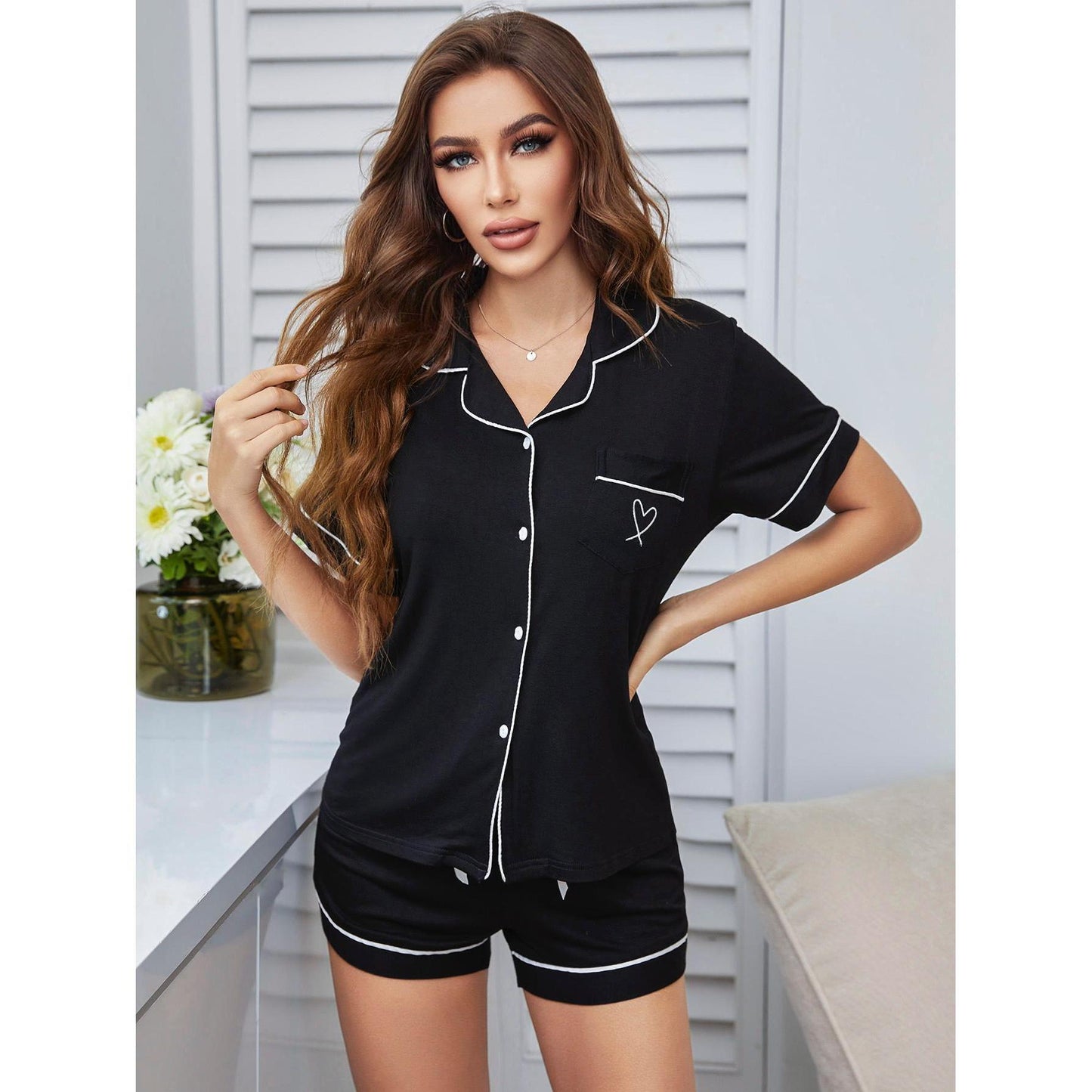 Cardigan Short Sleeved Pajama Home Suit