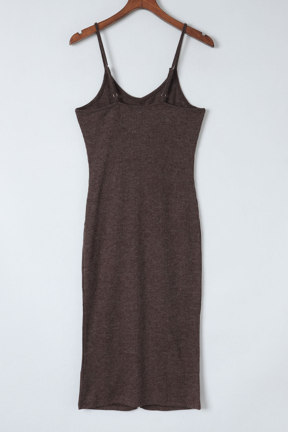 Black Buttoned Ribbed Knit Sleeveless Midi Bodycon Dress with Slit