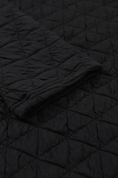 Light Grey Drop Shoulder Quilted Patchwork Kangaroo Pocket Hoodie