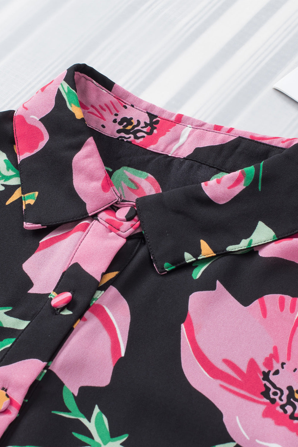 Multicolor Swirl Color Block Print Lantern Sleeve Shirt