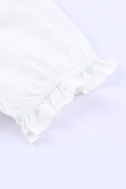 Black Floral Embroidered Ruffle Sleeve Shift Dress