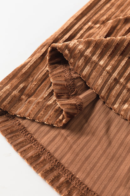 Blackish Green Smocked Ribbed Velvet Babydoll Top