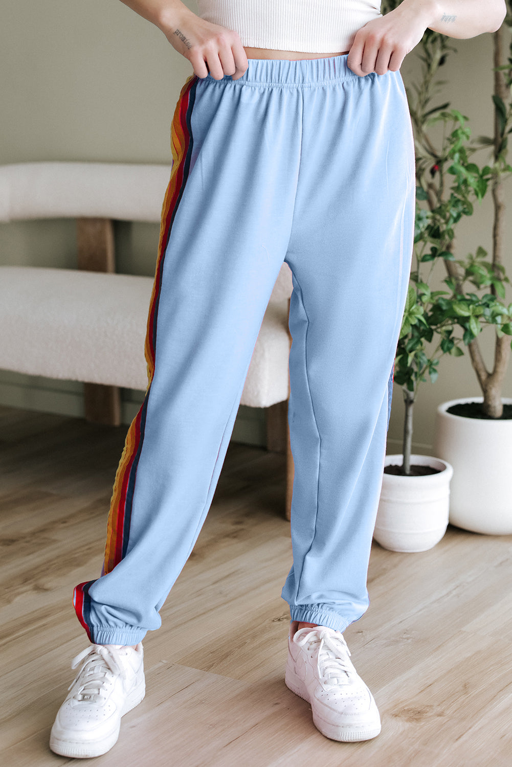 Light Blue Counting Rainbows High Waist Sweatpants