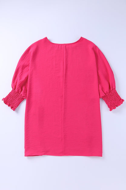 Pink Smocked Wrist Shift Top
