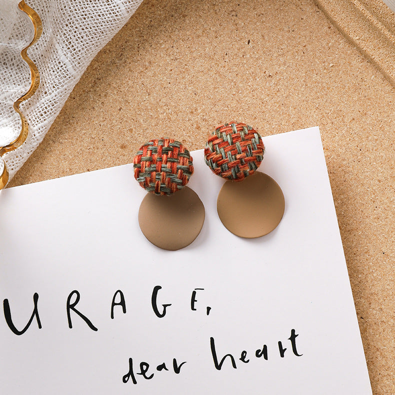 Sweet girl brown earrings literary retro cool acrylic plush earrings wild net red earrings