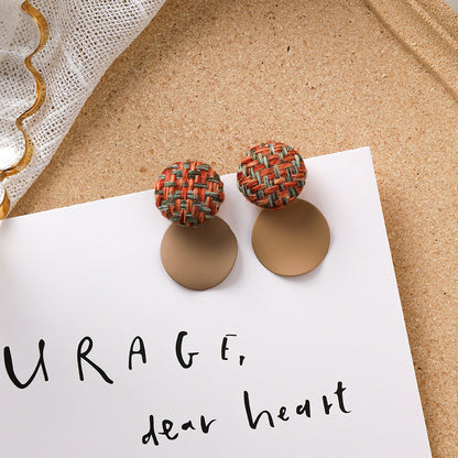 Sweet girl brown earrings literary retro cool acrylic plush earrings wild net red earrings