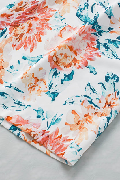 White Plus Size Floral Print Sleeveless Wide Leg Jumpsuit