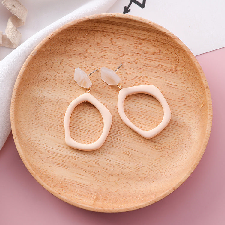 Wild hollow irregular acrylic earrings female geometric contrast color marble earrings