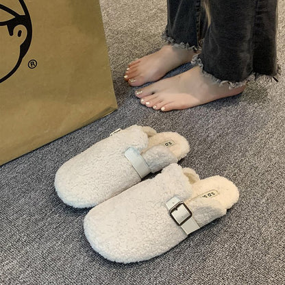 Women's Fashion Flat Bottom Slip-on Closed Toe Half Slippers