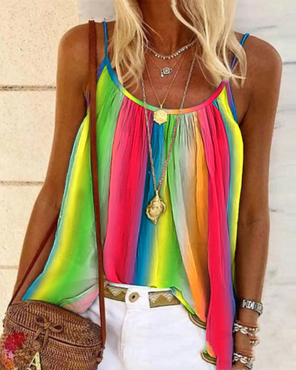 Women's Sling Color Plaid Printed Top