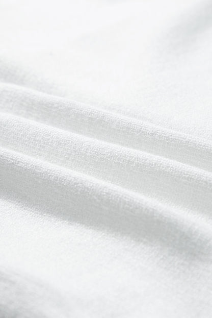 White Gold Buttons Textured Sweater T Shirt