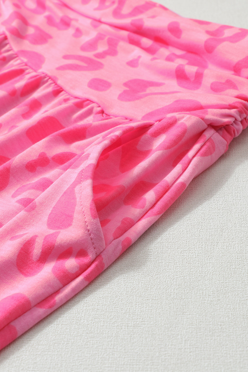 Pink Leopard Print Ankle-length High Waist Skinny Pants