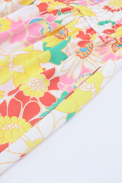 Purple Multicolor Stand Collar Flutter Sleeves Floral Top