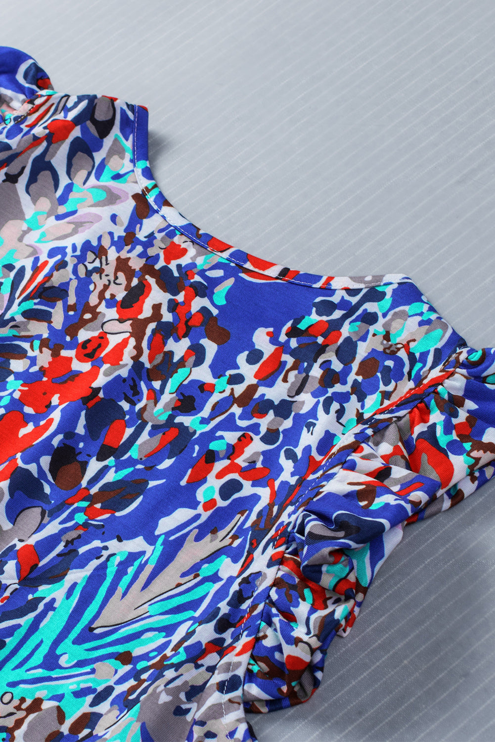 Rose Floral Print Tank Top with Ruffles