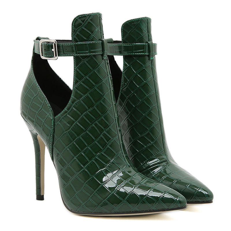 Cutout Stiletto Sandals Feature A Designer-style Strap Buckle