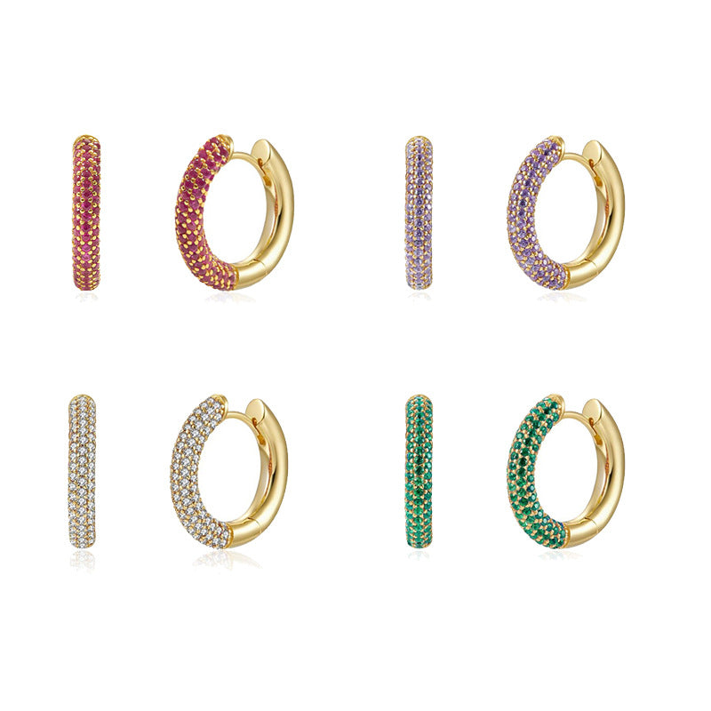 Geometric Circle Multicolor Zircon Earrings