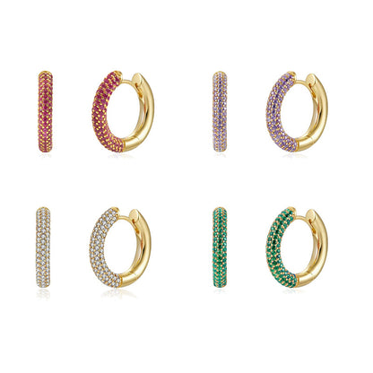Geometric Circle Multicolor Zircon Earrings