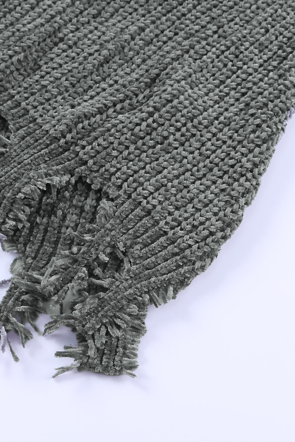 Bright White Ripped Raw Hem Chunky Pullover Sweater