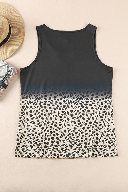 Black Ombre Leopard Print T-shirt