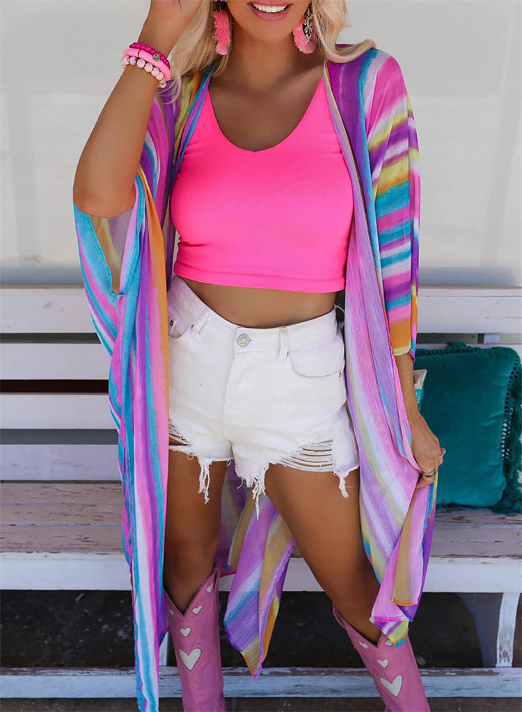 Women's Beach Cover-up Sun Protection Cardigan Loose Long