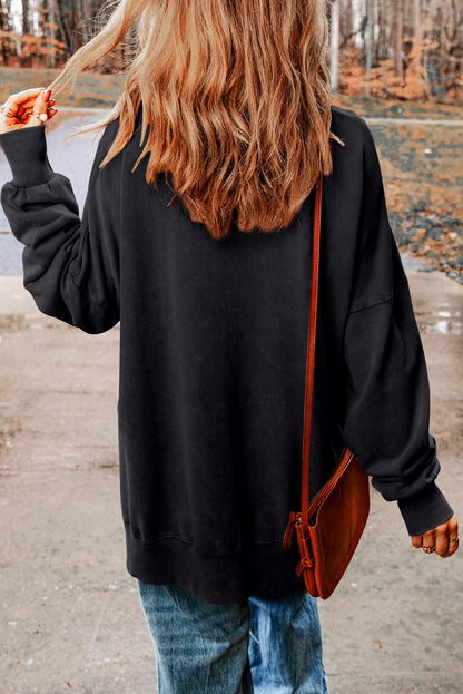 Black GAME DAY Graphic Oversized Sweatshirt