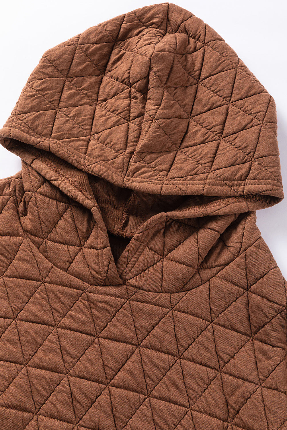 Light Grey Drop Shoulder Quilted Patchwork Kangaroo Pocket Hoodie