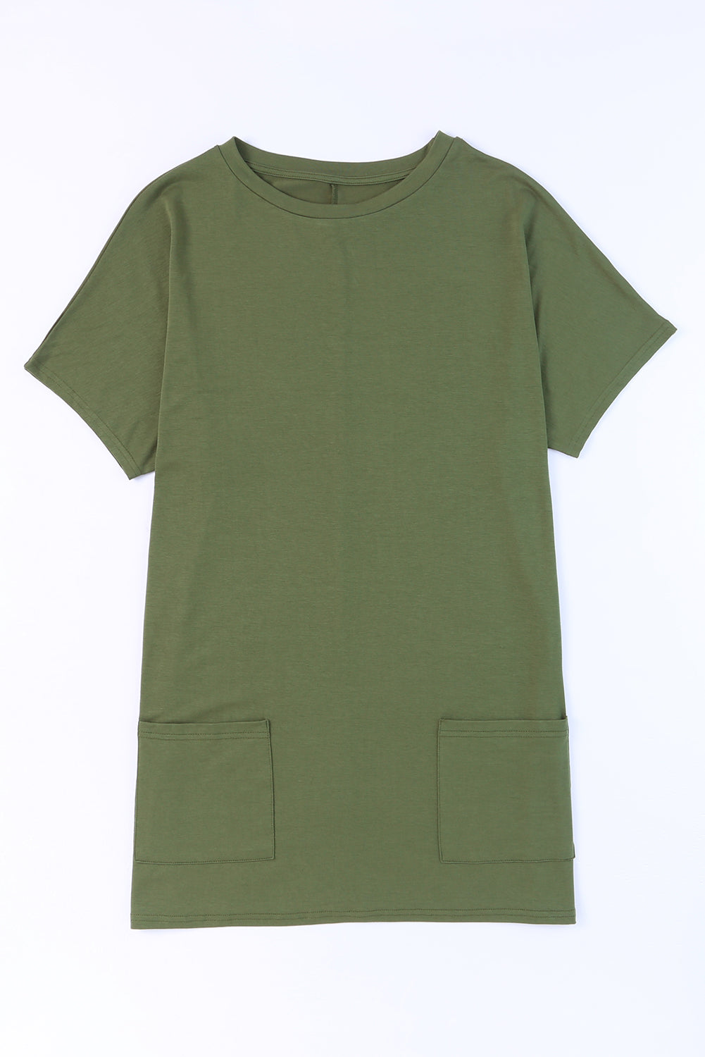 Khaki Side Pockets Short Sleeve Tunic Top
