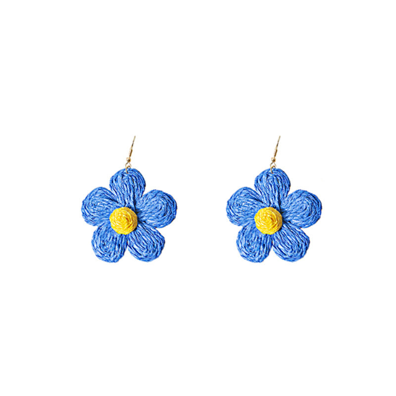 Handwoven Lafia Beautiful Flower Earrings