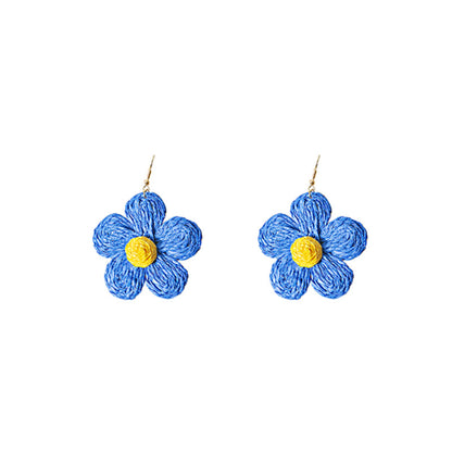 Handwoven Lafia Beautiful Flower Earrings