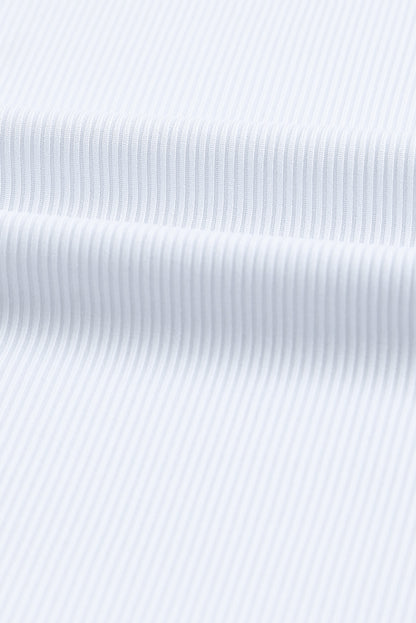 Rose Split Neck Ribbed Knit Tank Top