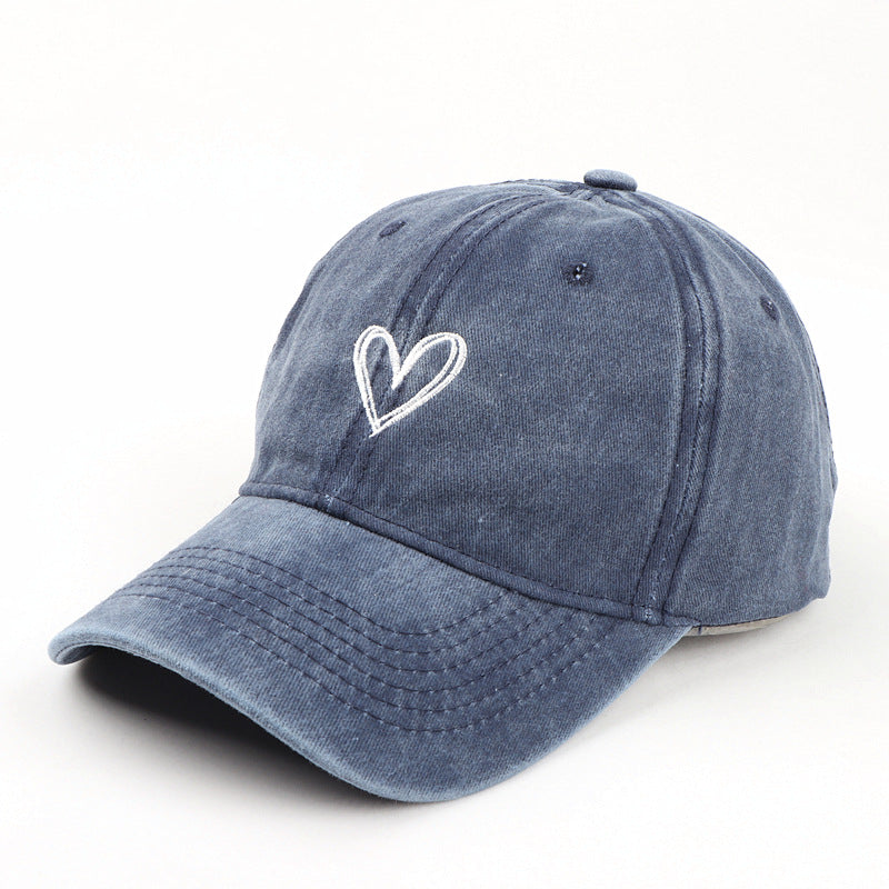 Female Love Embroidered Couple Duck Tongue Hat