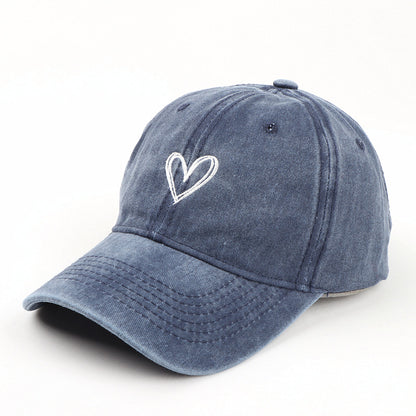 Female Love Embroidered Couple Duck Tongue Hat