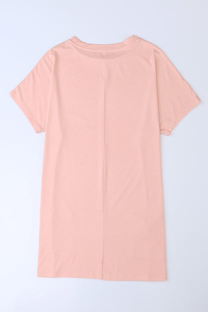 Khaki Side Pockets Short Sleeve Tunic Top